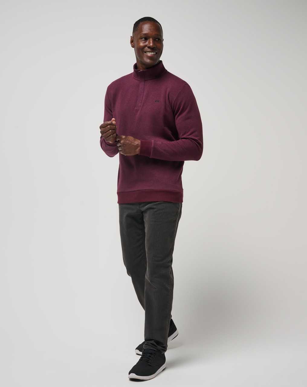 Heather Dark Red Travis Mathew Cloud Quarter Zip 2.0 | NIUM27693