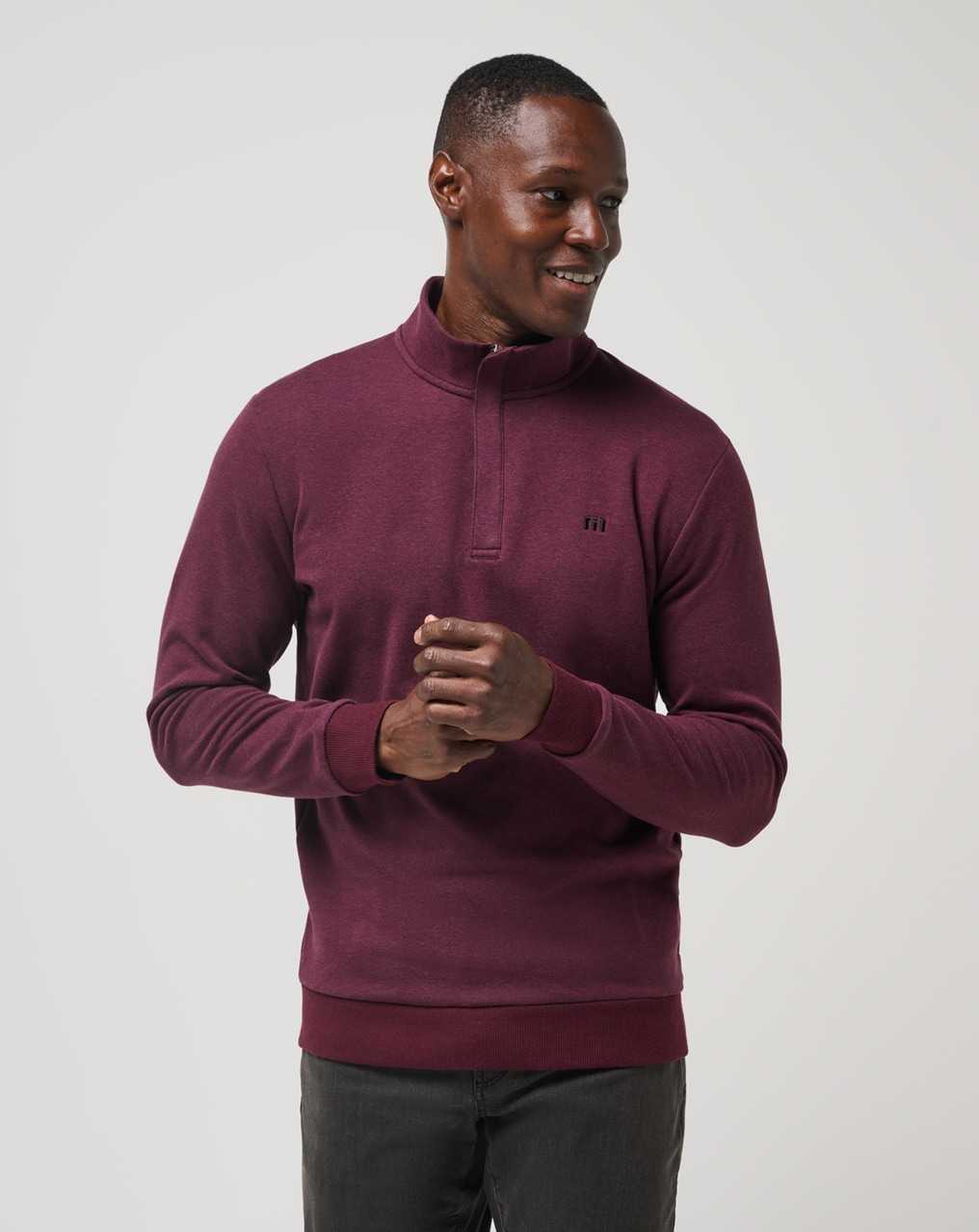 Heather Dark Red Travis Mathew Cloud Quarter Zip 2.0 | WCBY54072