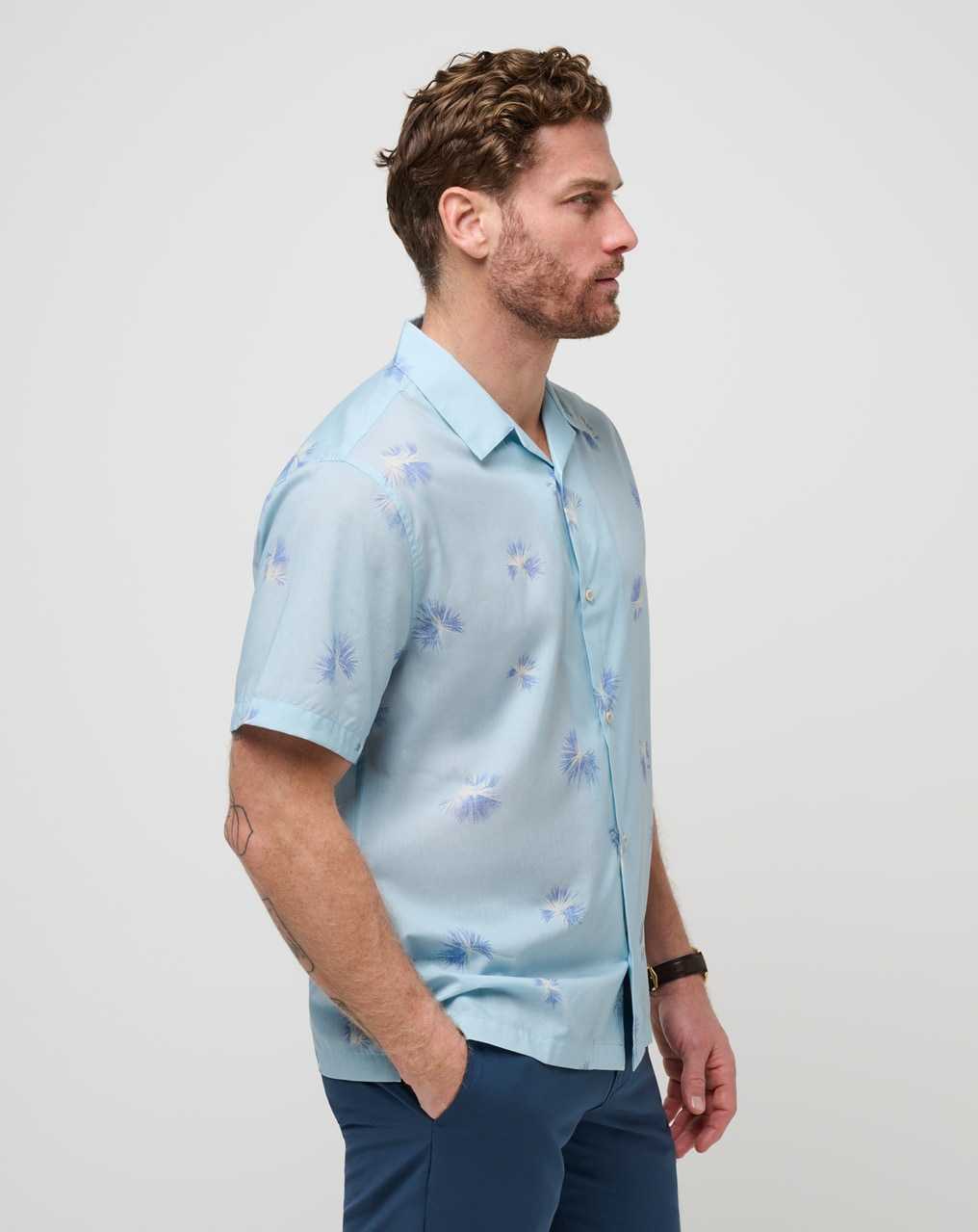 Heather Dream Blue Travis Mathew Casino Holiday Button-up | HXLJ03692