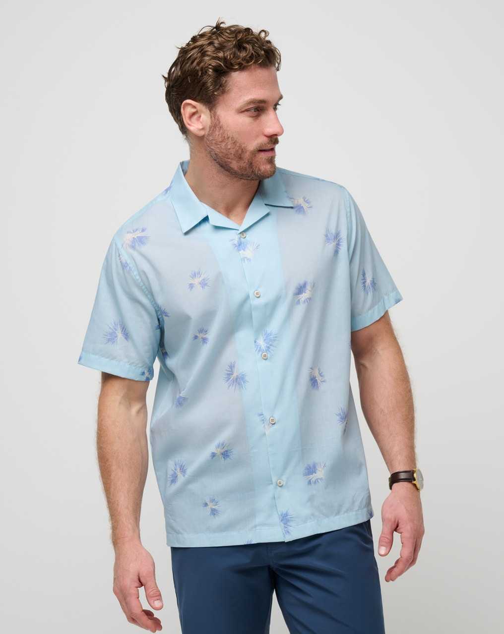 Heather Dream Blue Travis Mathew Casino Holiday Button-up | HXLJ03692