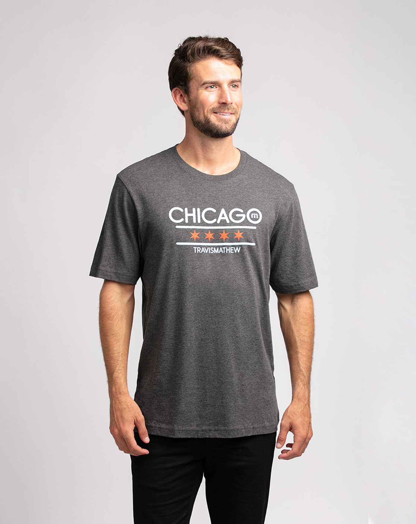 Heather Grey Pinstri Travis Mathew Modernist Tee | KDLT75936