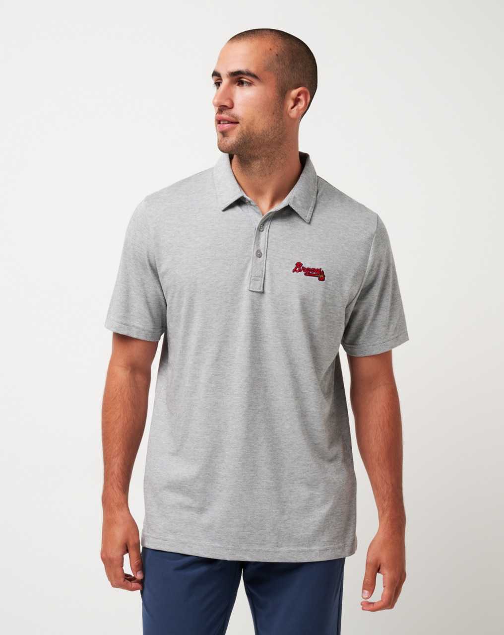 Heather Grey Travis Mathew Atlanta Braves The Zinna Polo | NBFI07518