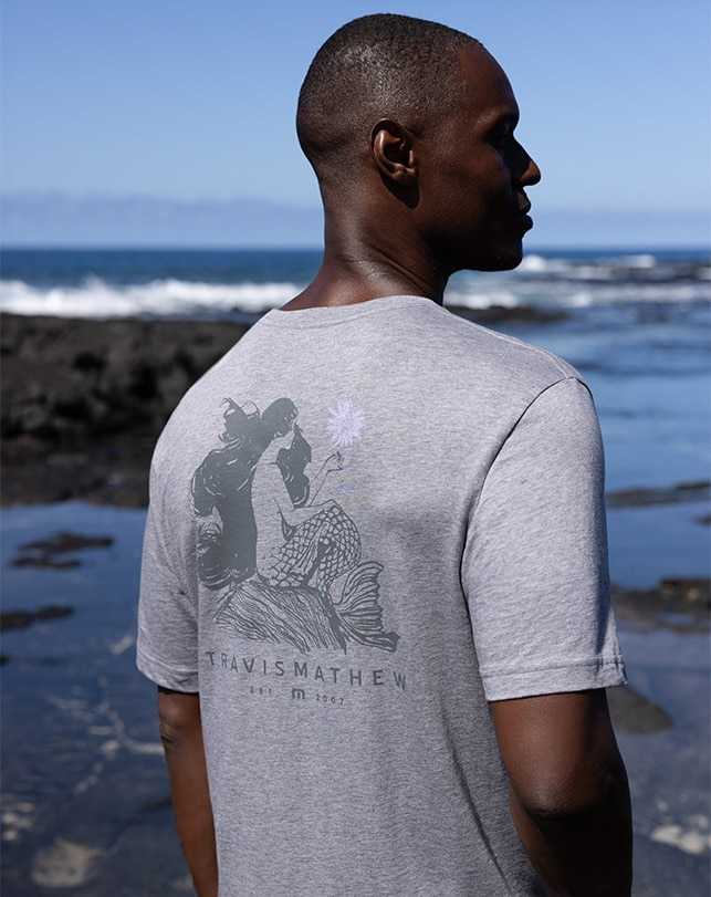 Heather Grey Travis Mathew Mermaid Caves Tee | CNIQ60512