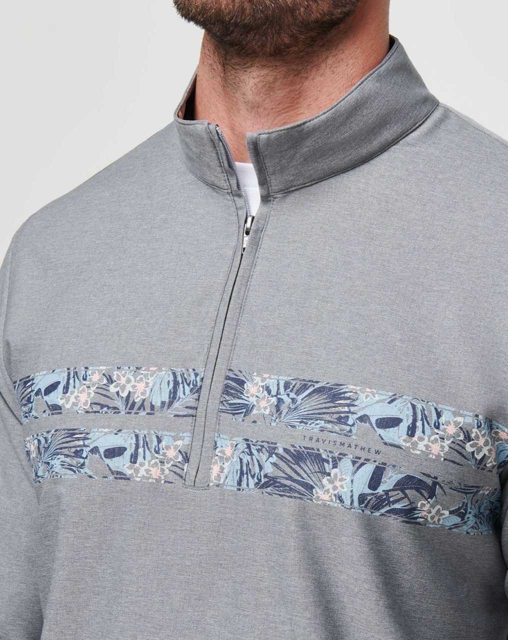 Heather Grey Travis Mathew Move Mountains Quarter Zip | MAYQ90563