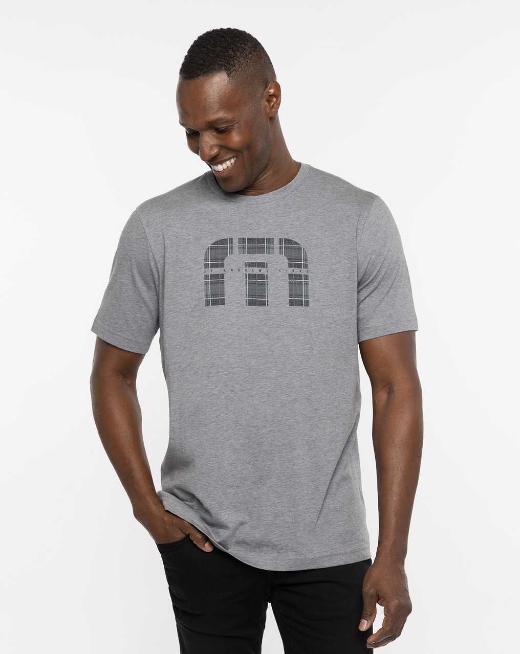 Heather Grey Travis Mathew St Andrews Shadowy Plaid Tee | ZRSJ76058