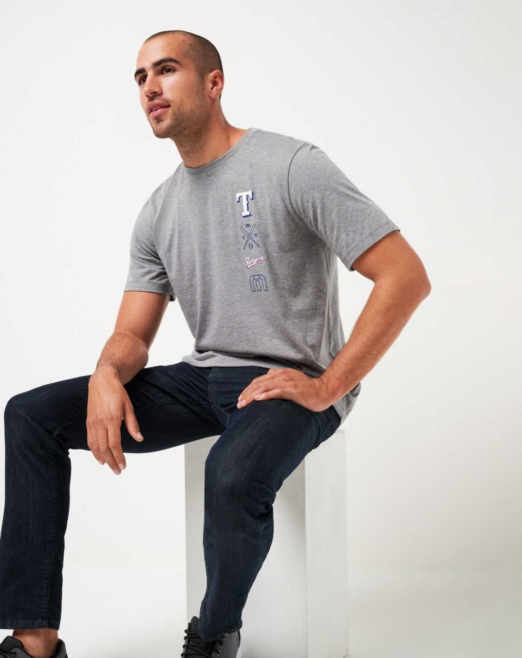 Heather Grey Travis Mathew Texas Rangers Sunset Slam Tee | RZHY78231