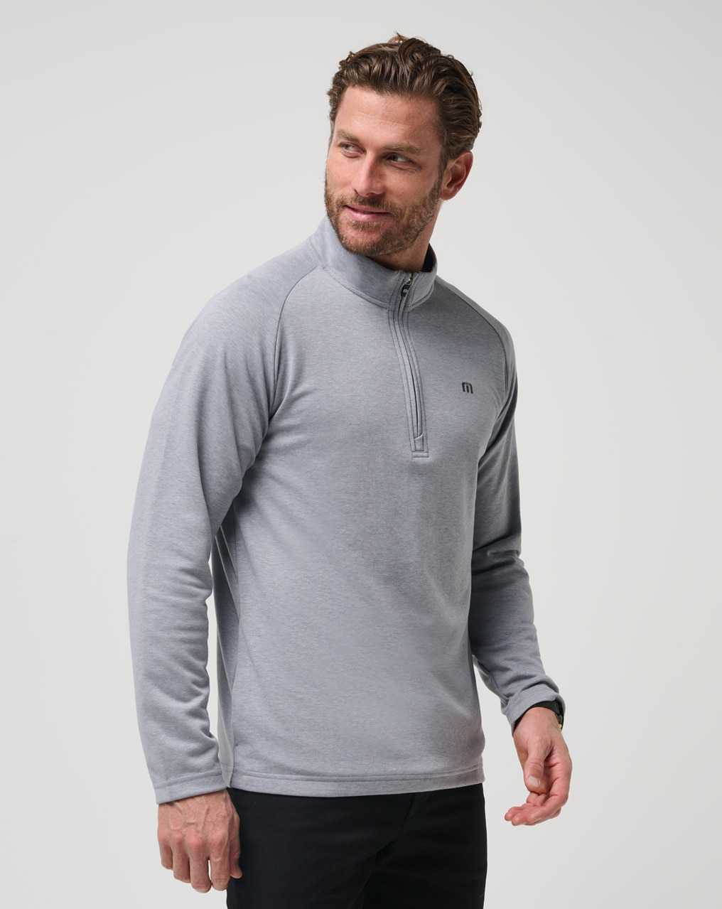 Heather Grey Travis Mathew Upgraded Quarter Zip | DPJU35417