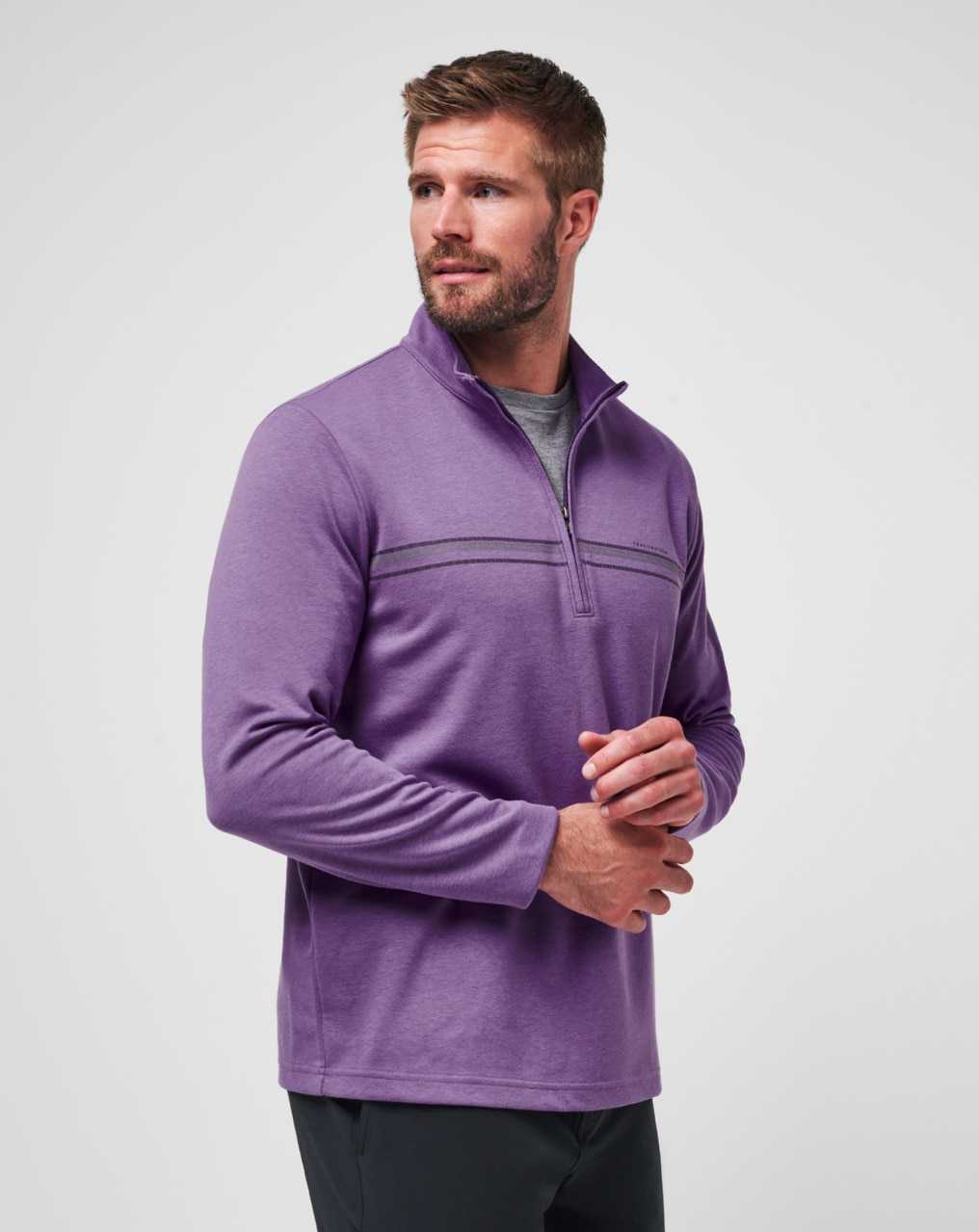 Heather Imperial Travis Mathew Upgraded Chest Stripe Quarter Zip | CPDE40956