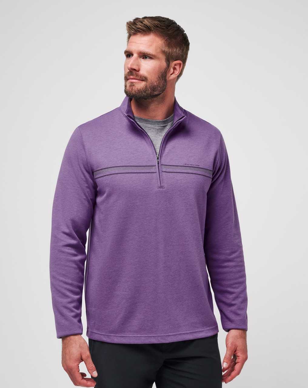 Heather Imperial Travis Mathew Upgraded Chest Stripe Quarter Zip | CPDE40956