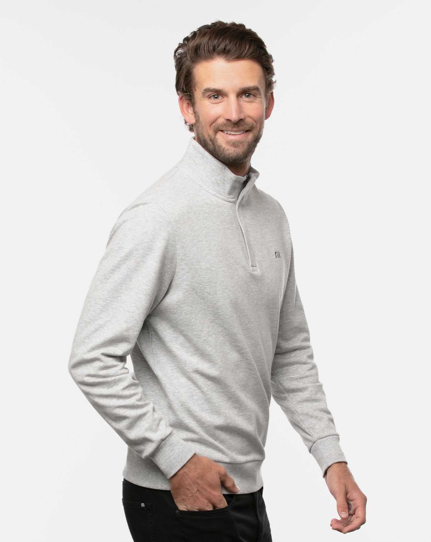 Heather Light Grey Travis Mathew Cloud Quarter Zip 2.0 | CGFQ28049