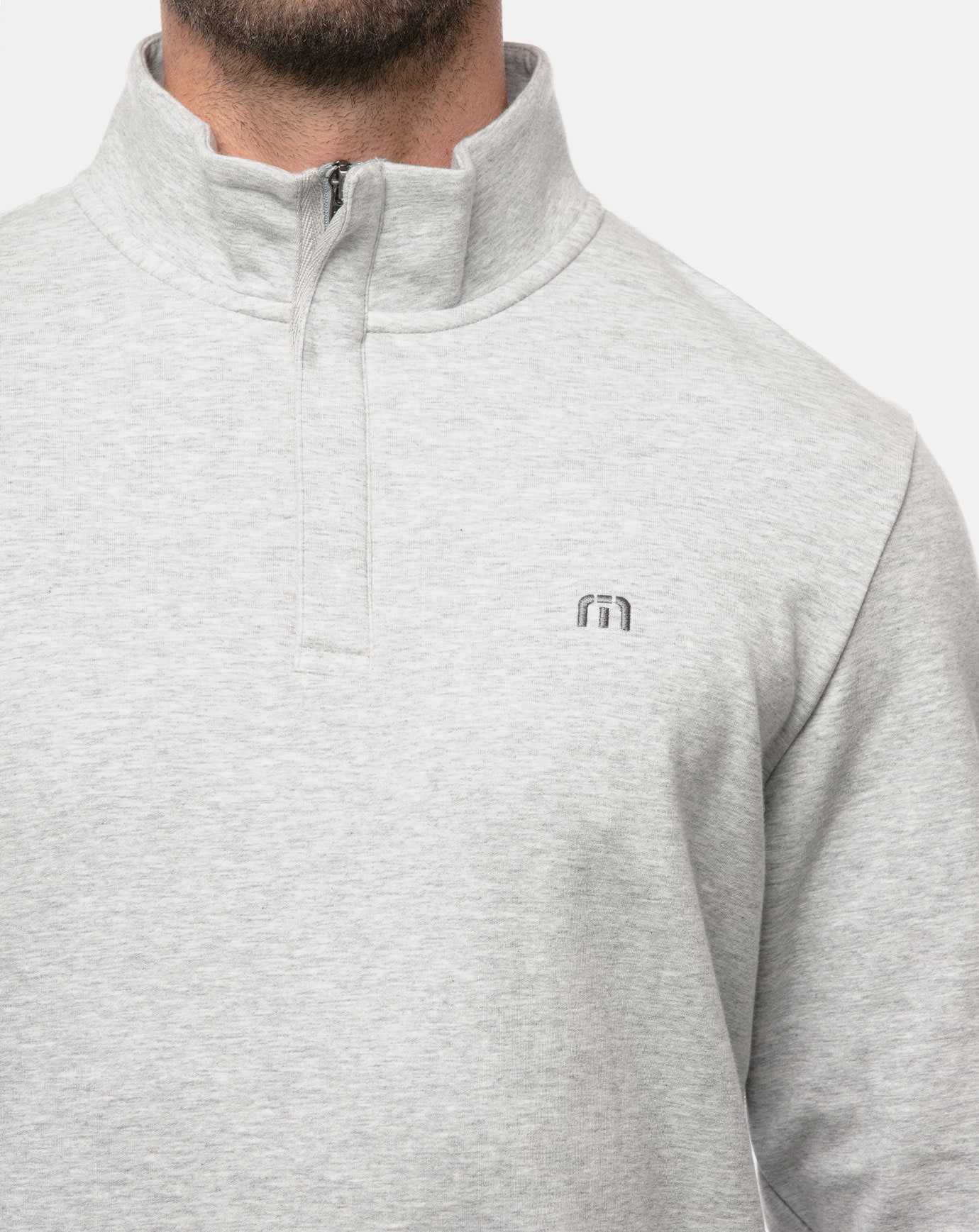 Heather Light Grey Travis Mathew Cloud Quarter Zip 2.0 | CGFQ28049