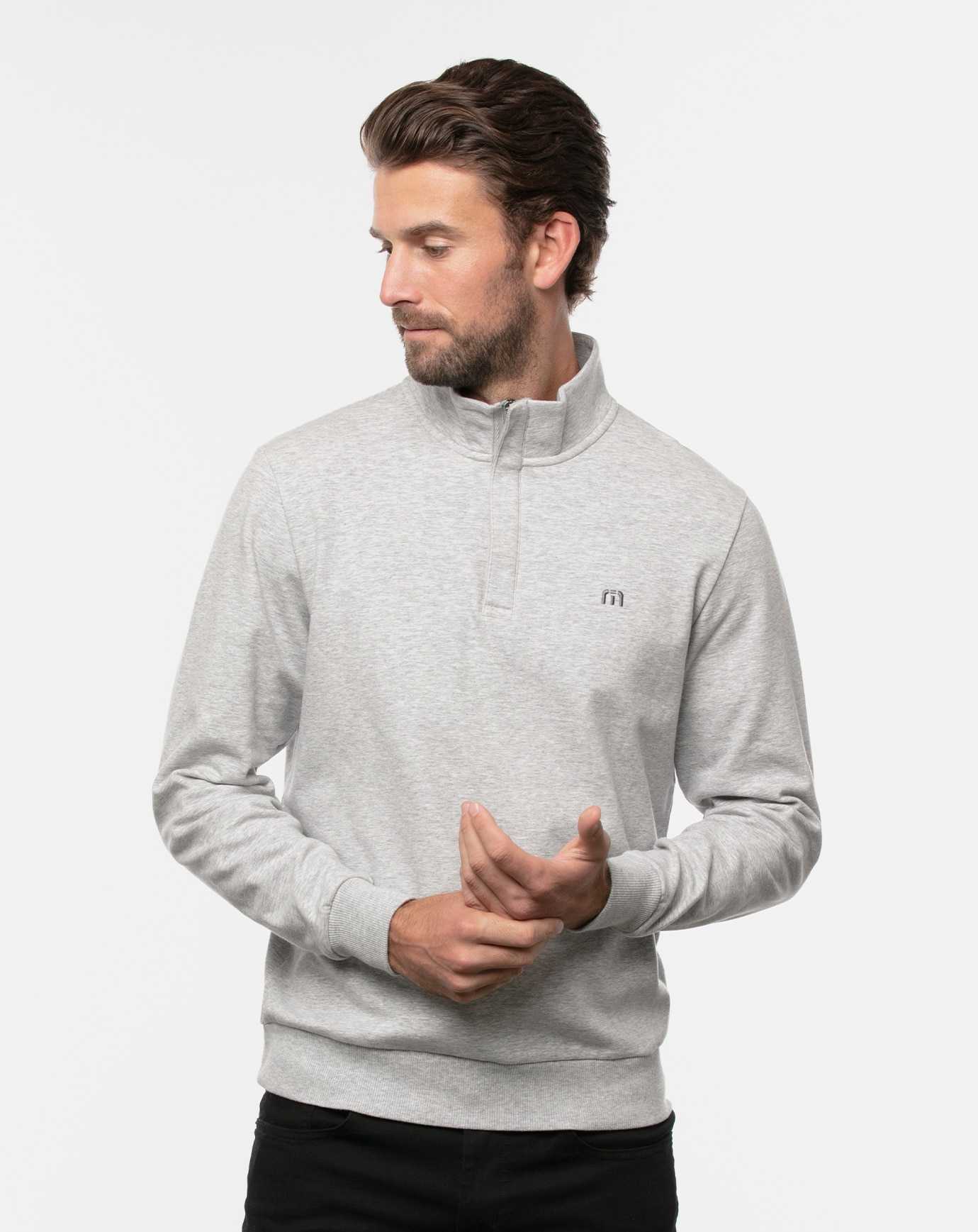 Heather Light Grey Travis Mathew Cloud Quarter Zip 2.0 | CGFQ28049