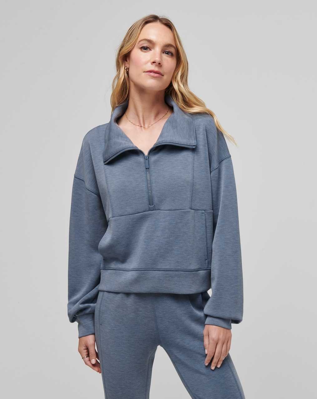 Heather Moonlight Blue Travis Mathew Skyloft Soft Half Zip | EJVO12934