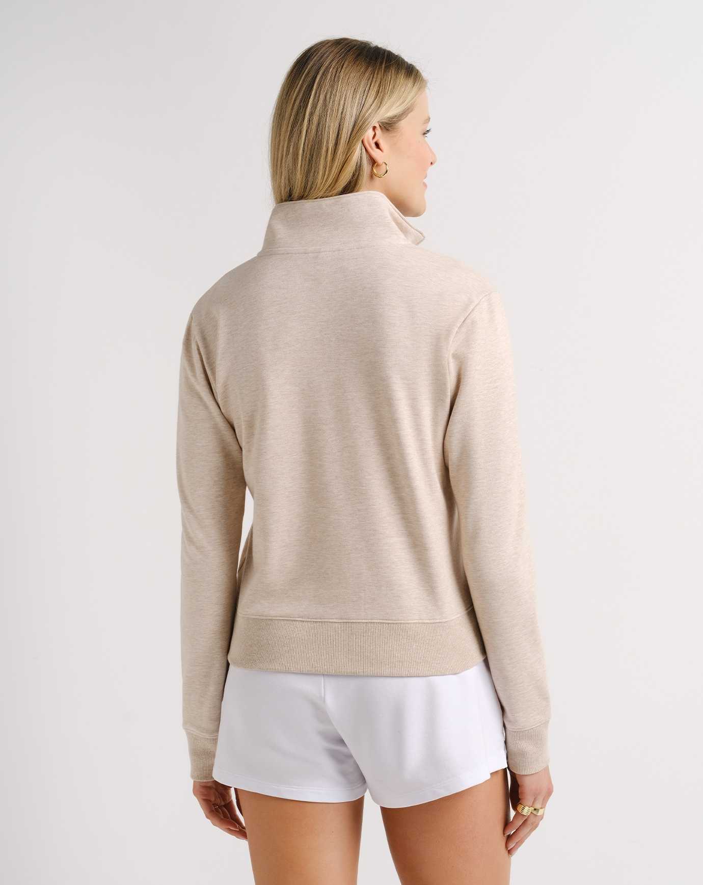 Heather Natural Travis Mathew Cloud Fleece Half Zip | XZHW29057