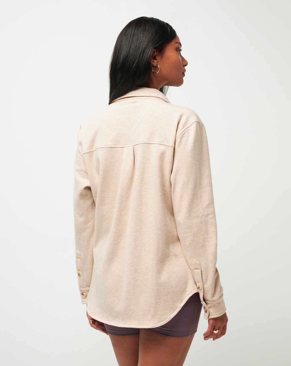 Heather Natural Travis Mathew Cloud Fleece Shacket | IXDK52104