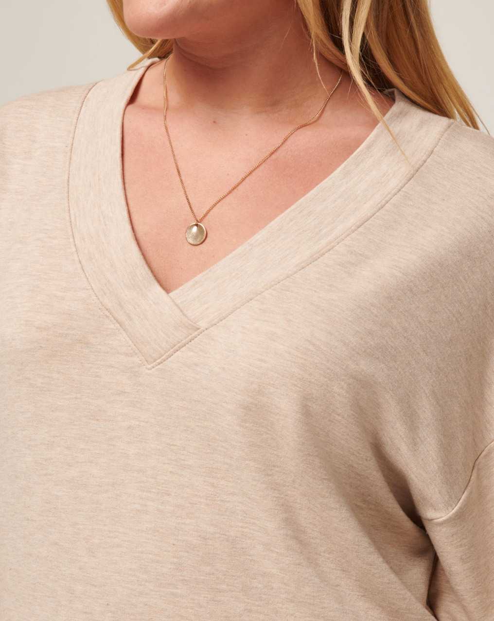 Heather Natural Travis Mathew Cloud Terry Vneck Top | YOHE71684