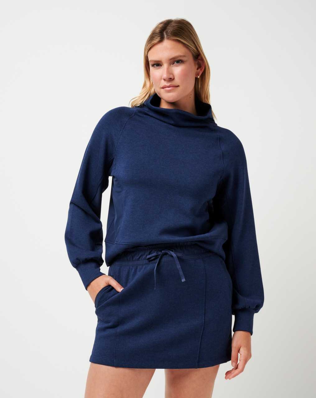 Heather Navy Blazer Travis Mathew Delightful Funnel Neck | KWND79641