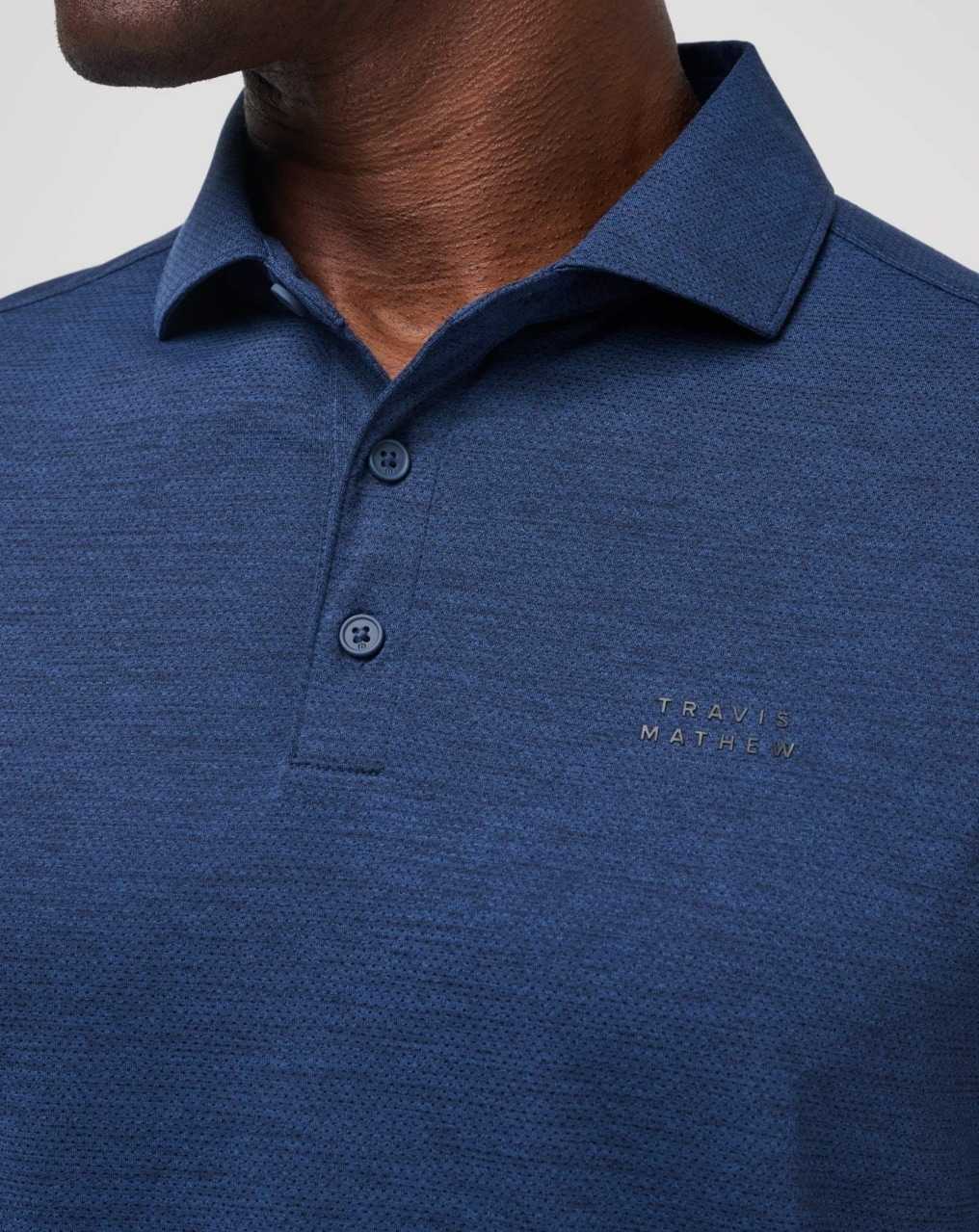 Heather Navy Travis Mathew Heater Pro Polo | TKEN05734