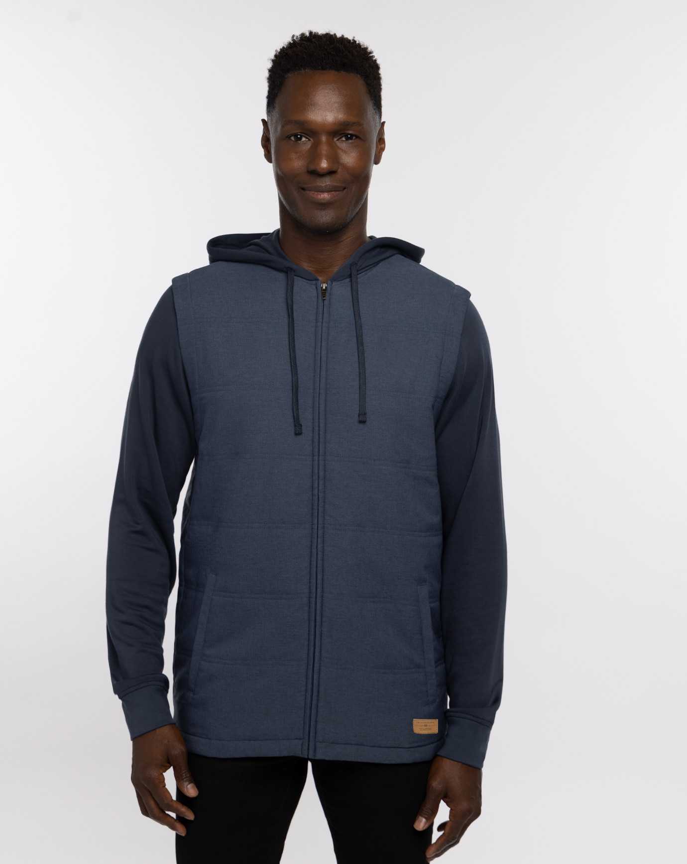 Heather Navy Travis Mathew Scavenger Full Zip Hoodie | XEGV89260