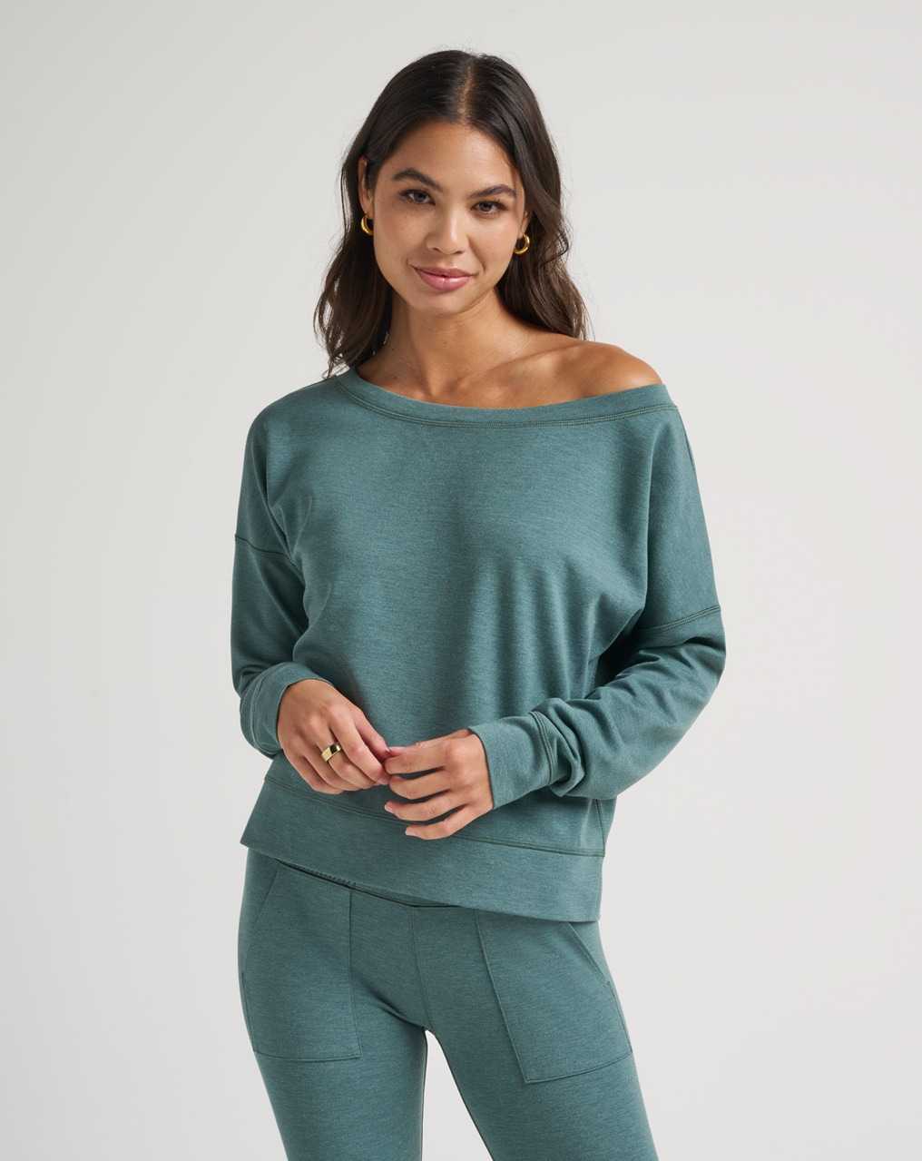 Heather North Atlantic Travis Mathew Portugal Off The Shoulder Ponte Top | CUEM21836