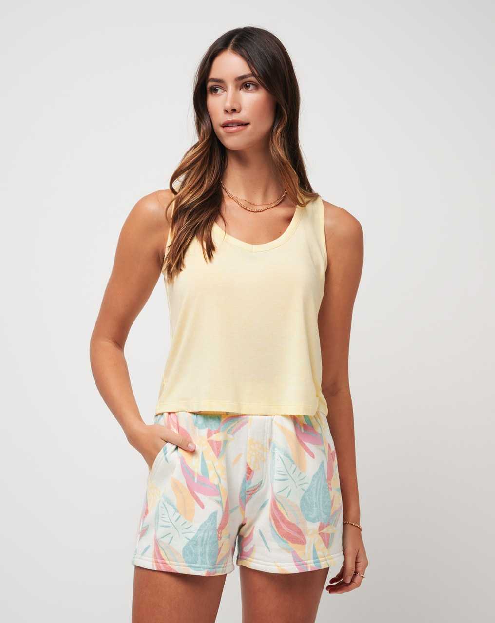 Heather Pale Banana Travis Mathew Sun Shimmer Tissue Tank | NBAZ98763