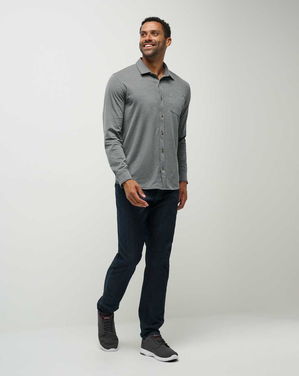 Heather Quiet Shade Travis Mathew Evening Bonfire Button-up | HXDB36517