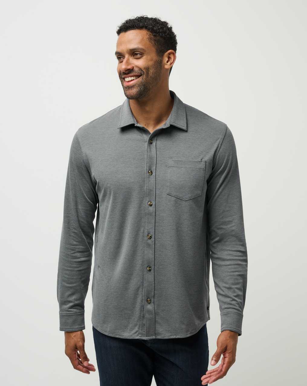 Heather Quiet Shade Travis Mathew Evening Bonfire Button-up | HXDB36517