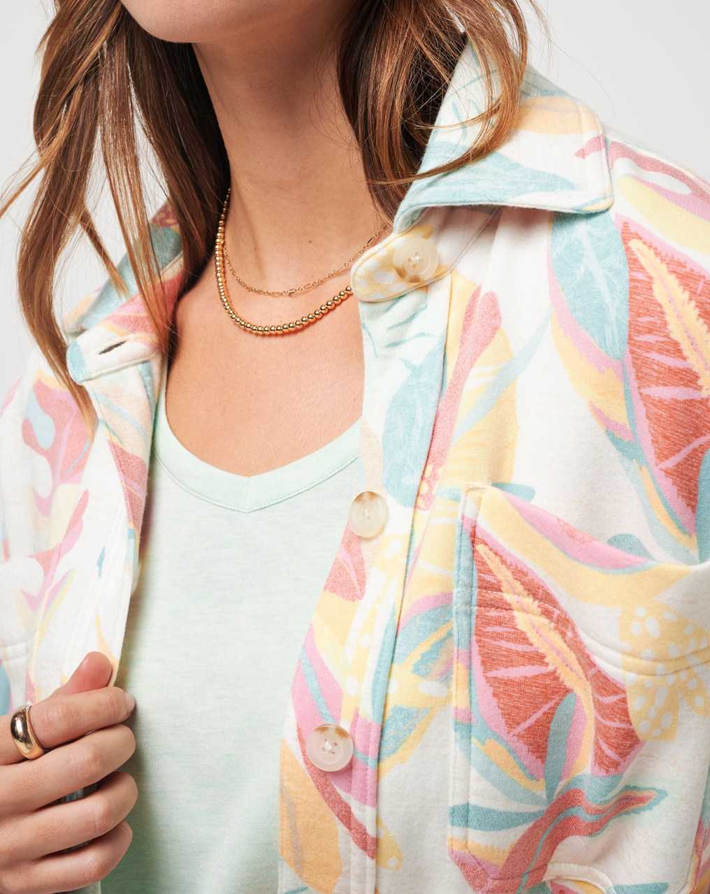 Ivory Multi Travis Mathew Vacay And Rose Cloud Fleece Shacket | WBKS18670