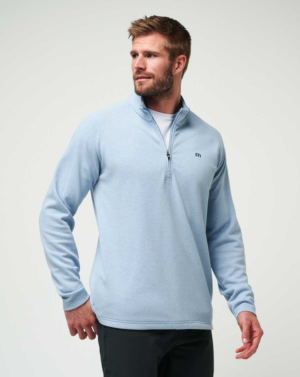 Light Blue Travis Mathew Upgraded Quarter Zip | FDEL81495