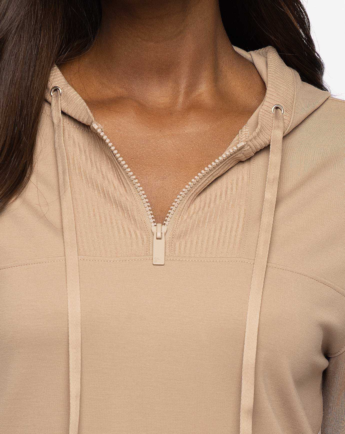 Natural Travis Mathew Horizon Line 1/4 Zip Ponte Hoodie | JRLD05698