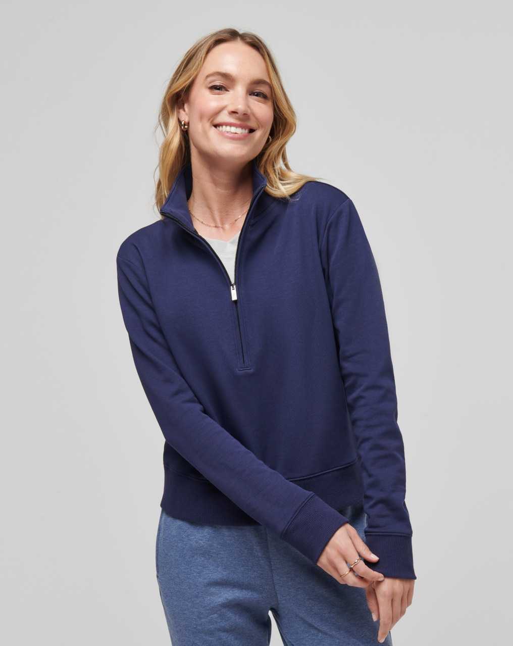 Navy Travis Mathew Cloud Fleece Half Zip | GNVI56924