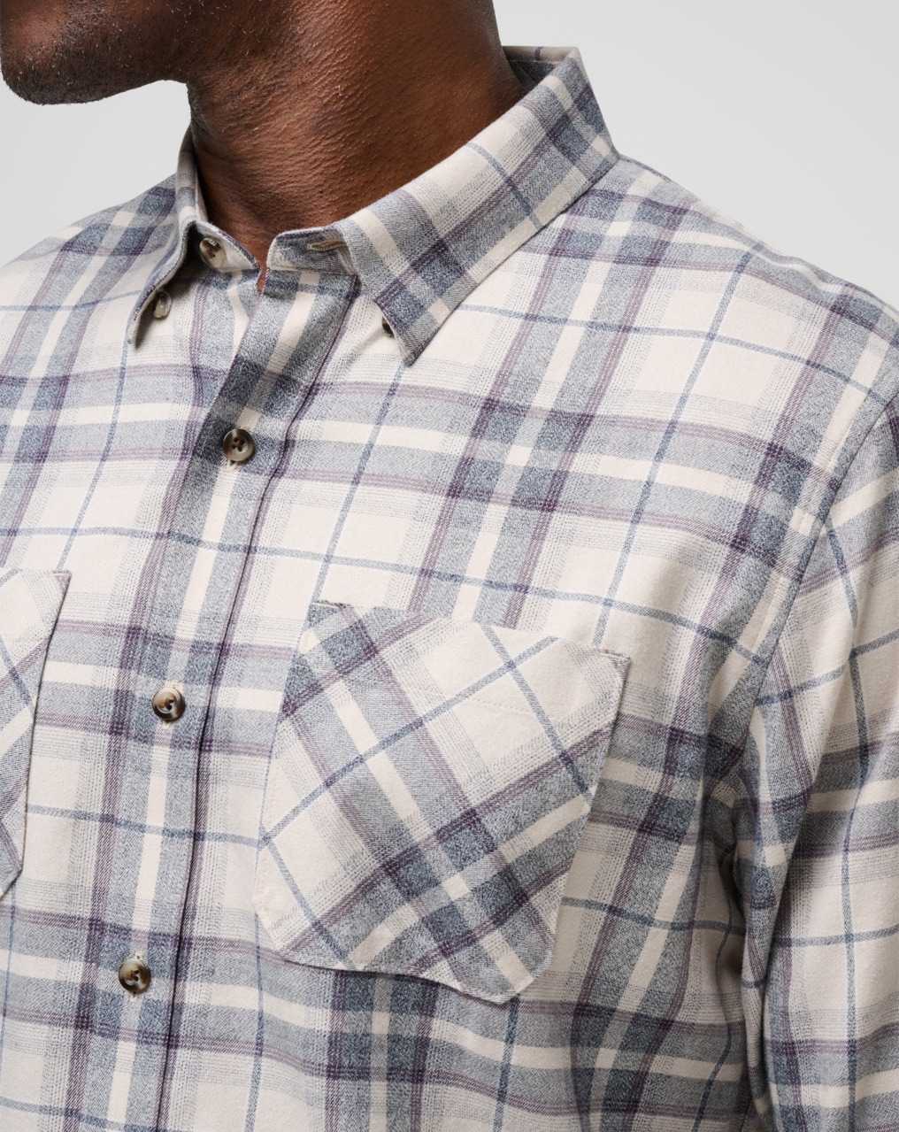 Oxford Tan/Plum Travis Mathew Cloud Flannel Plaid Button-up | TKZH76143