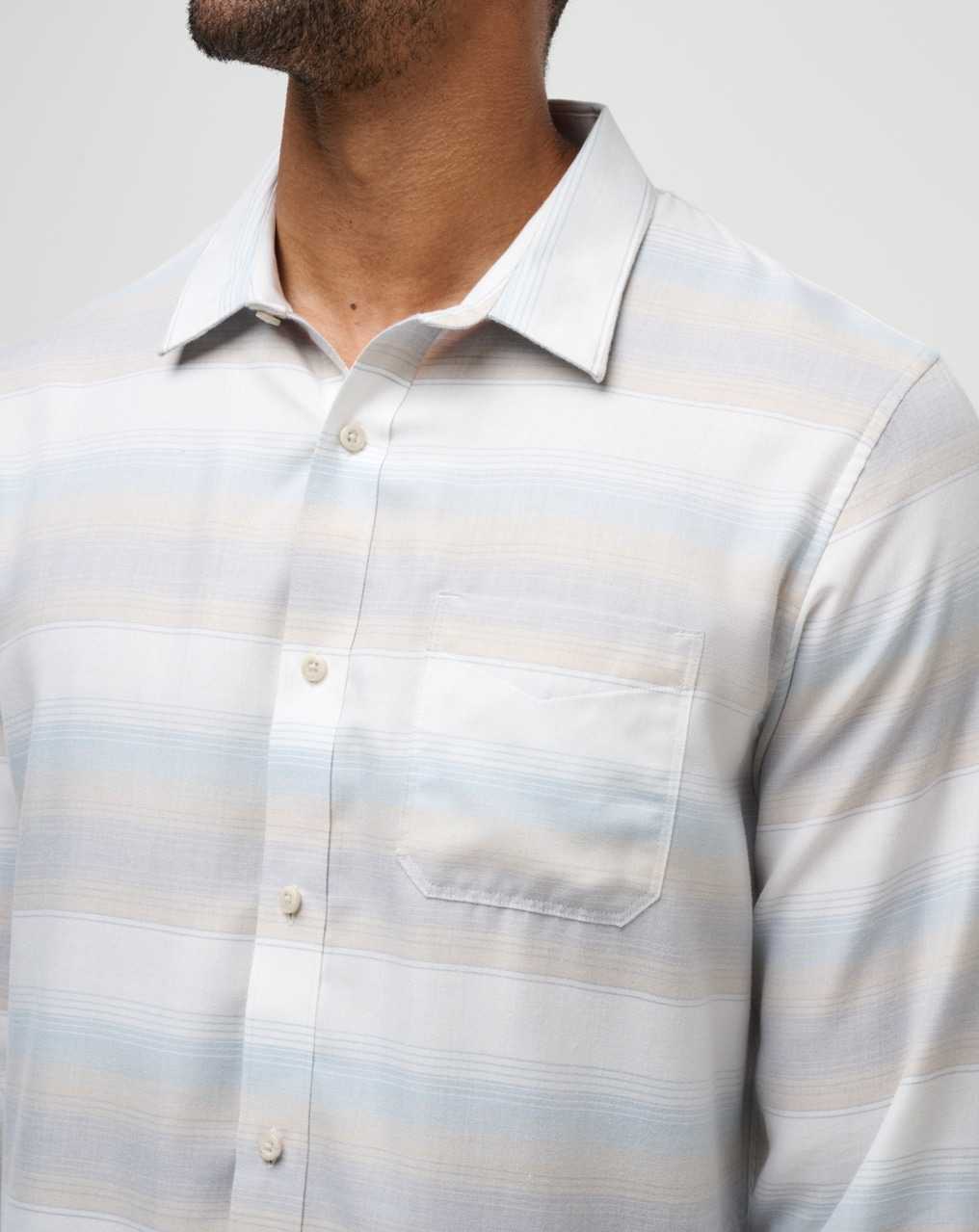 Oxford Tan Travis Mathew Cloud Flannel Stripe Button-up | RYHT17602