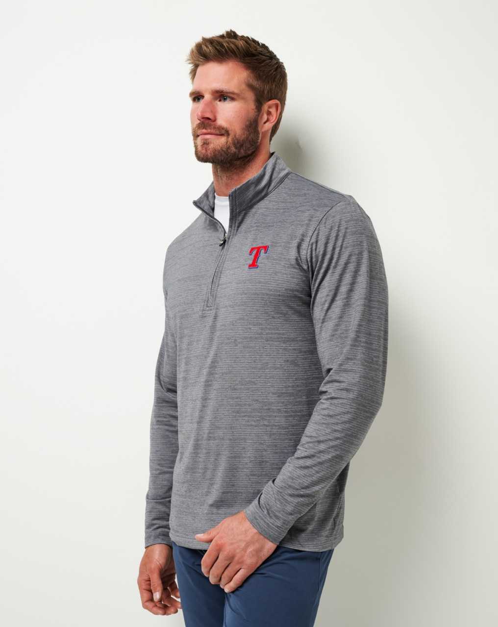 Sleet/Quiet Shade Travis Mathew Texas Rangers The Heater Quarter Zip | RBDJ46281