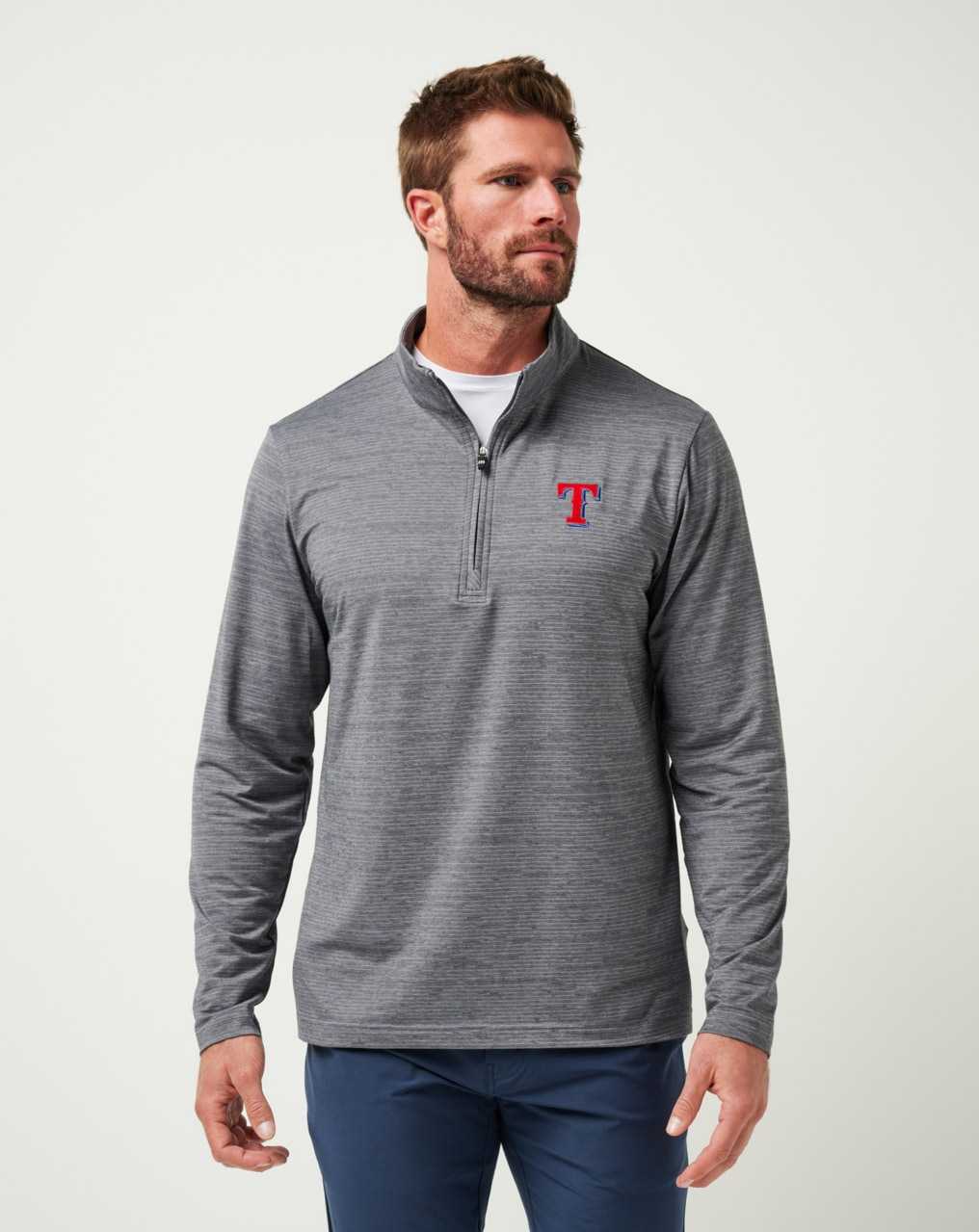 Sleet/Quiet Shade Travis Mathew Texas Rangers The Heater Quarter Zip | RBDJ46281