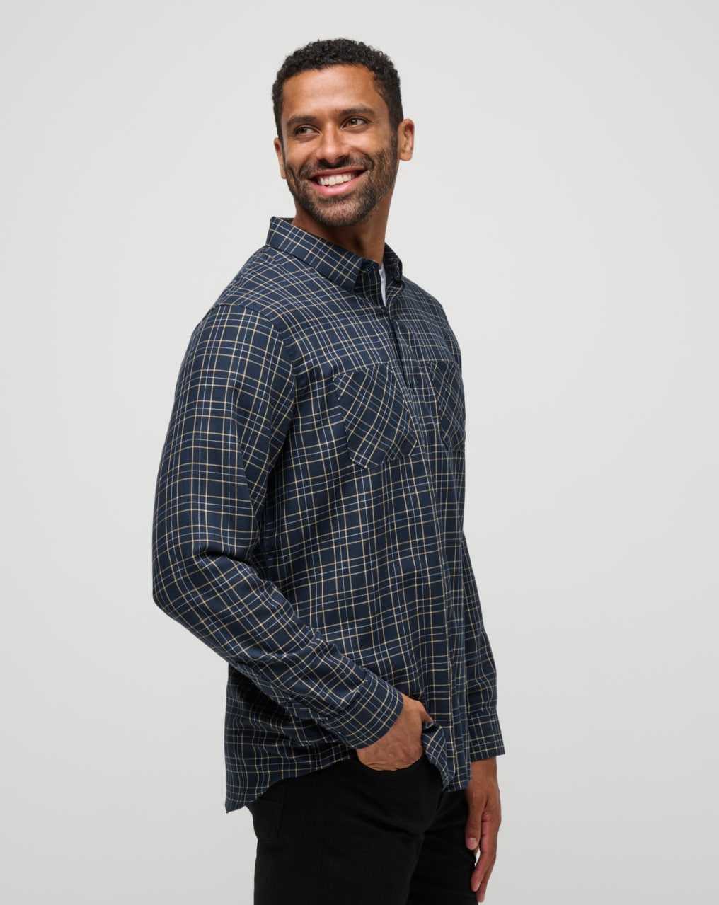 Total Eclipse/Apricot Travis Mathew Cloud Flannel Plaid Button-up | QMZG23154