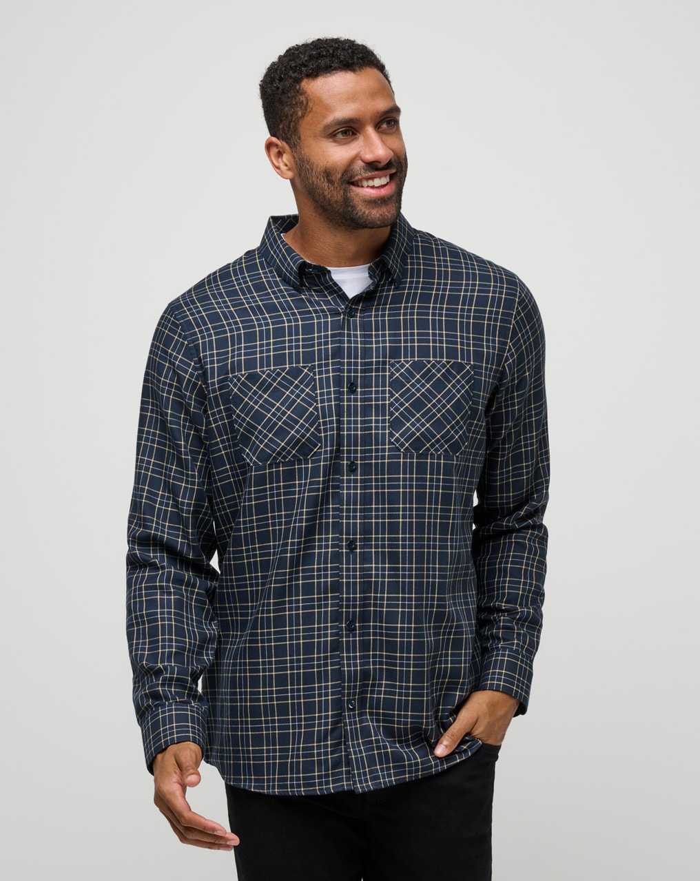 Total Eclipse/Apricot Travis Mathew Cloud Flannel Plaid Button-up | QMZG23154