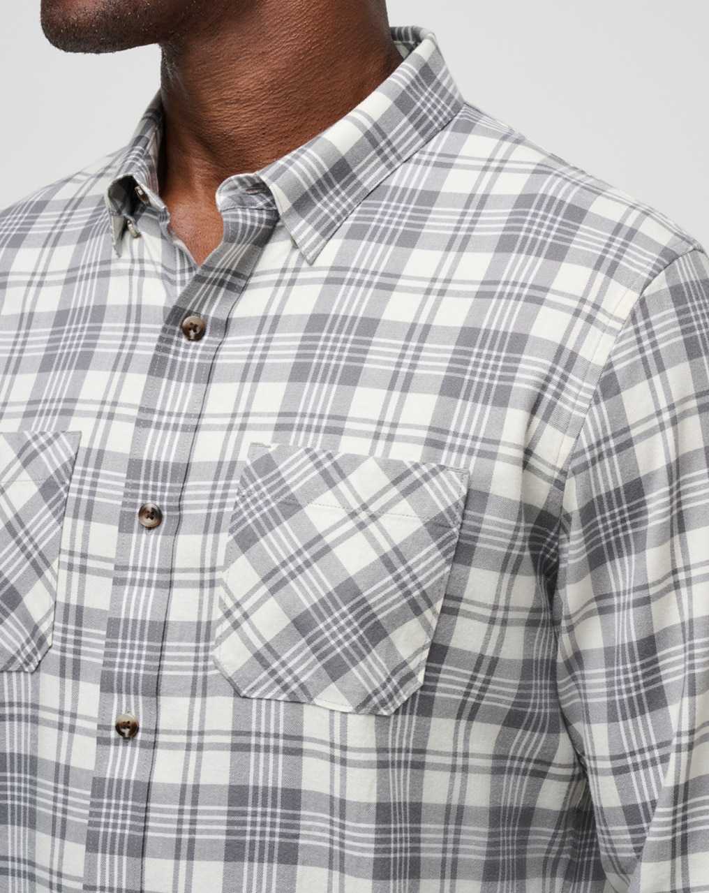 Vanilla Ice/Quiet Shade Travis Mathew Cloud Flannel Plaid Button-up | KIYR78029