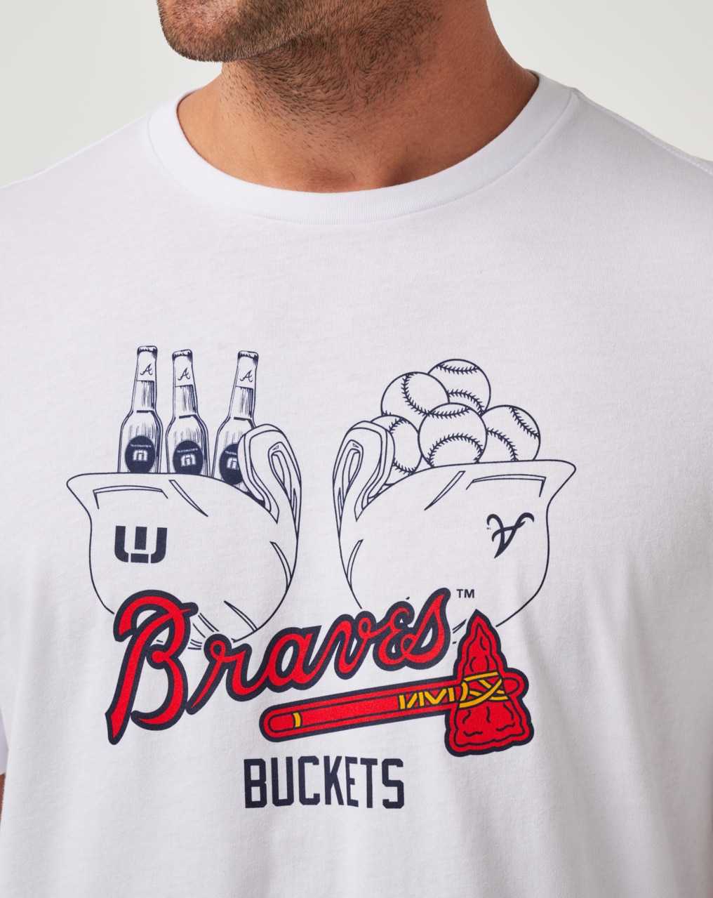 White Travis Mathew Atlanta Braves Strike One Tee | XORF34762