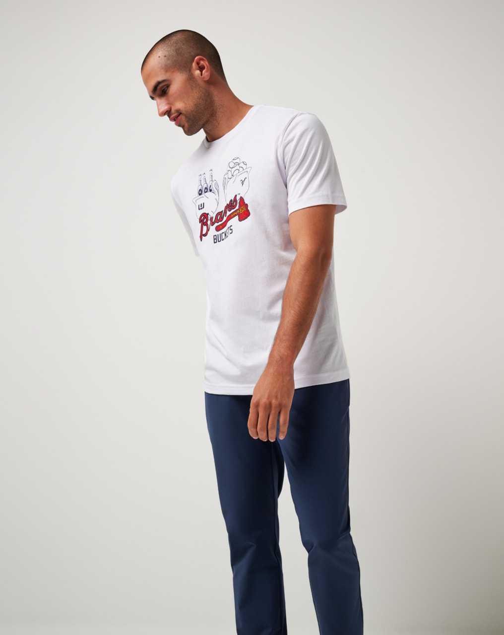 White Travis Mathew Atlanta Braves Strike One Tee | XORF34762