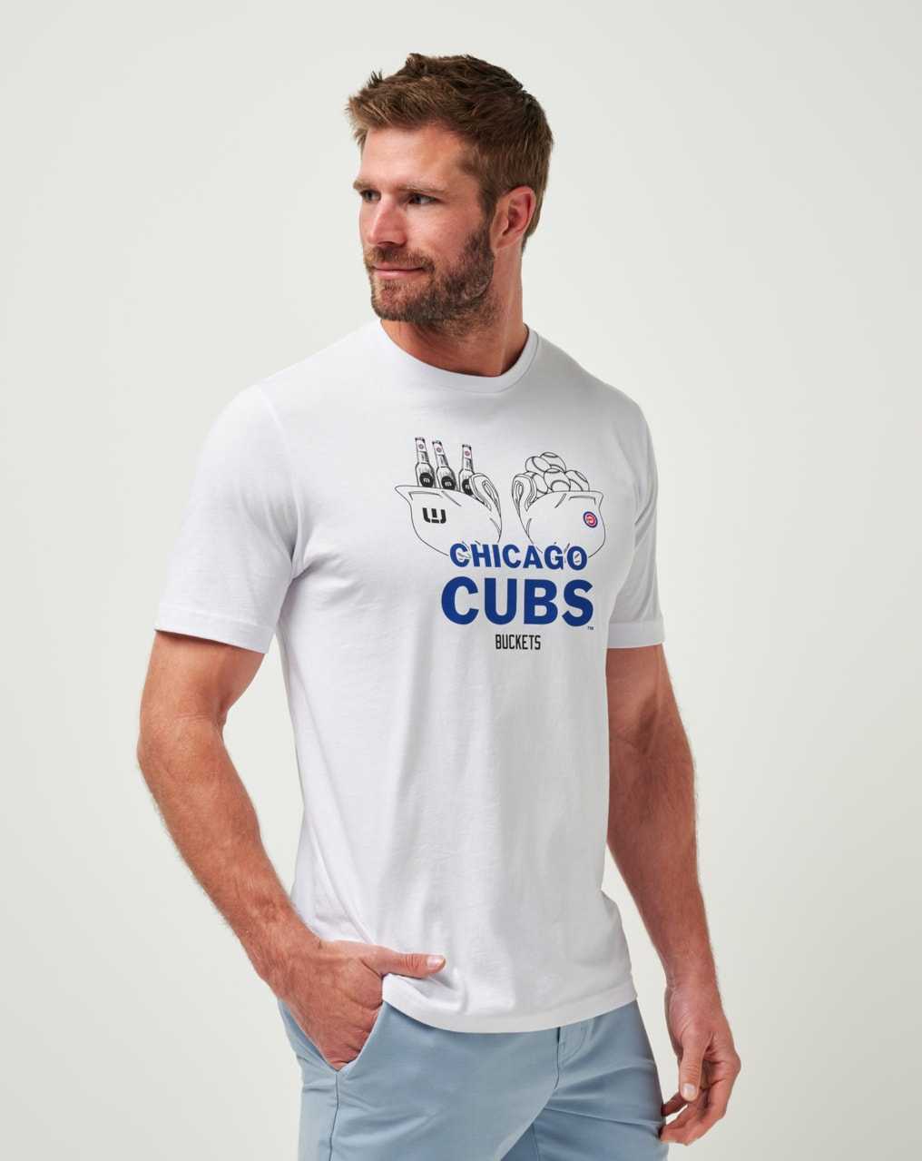 White Travis Mathew Chicago Cubs Strike One Tee | TIZF46809