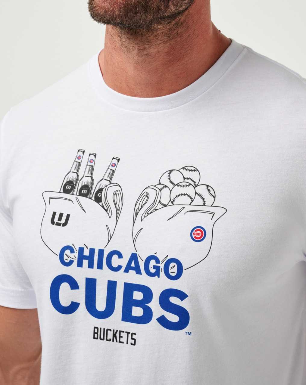 White Travis Mathew Chicago Cubs Strike One Tee | TIZF46809