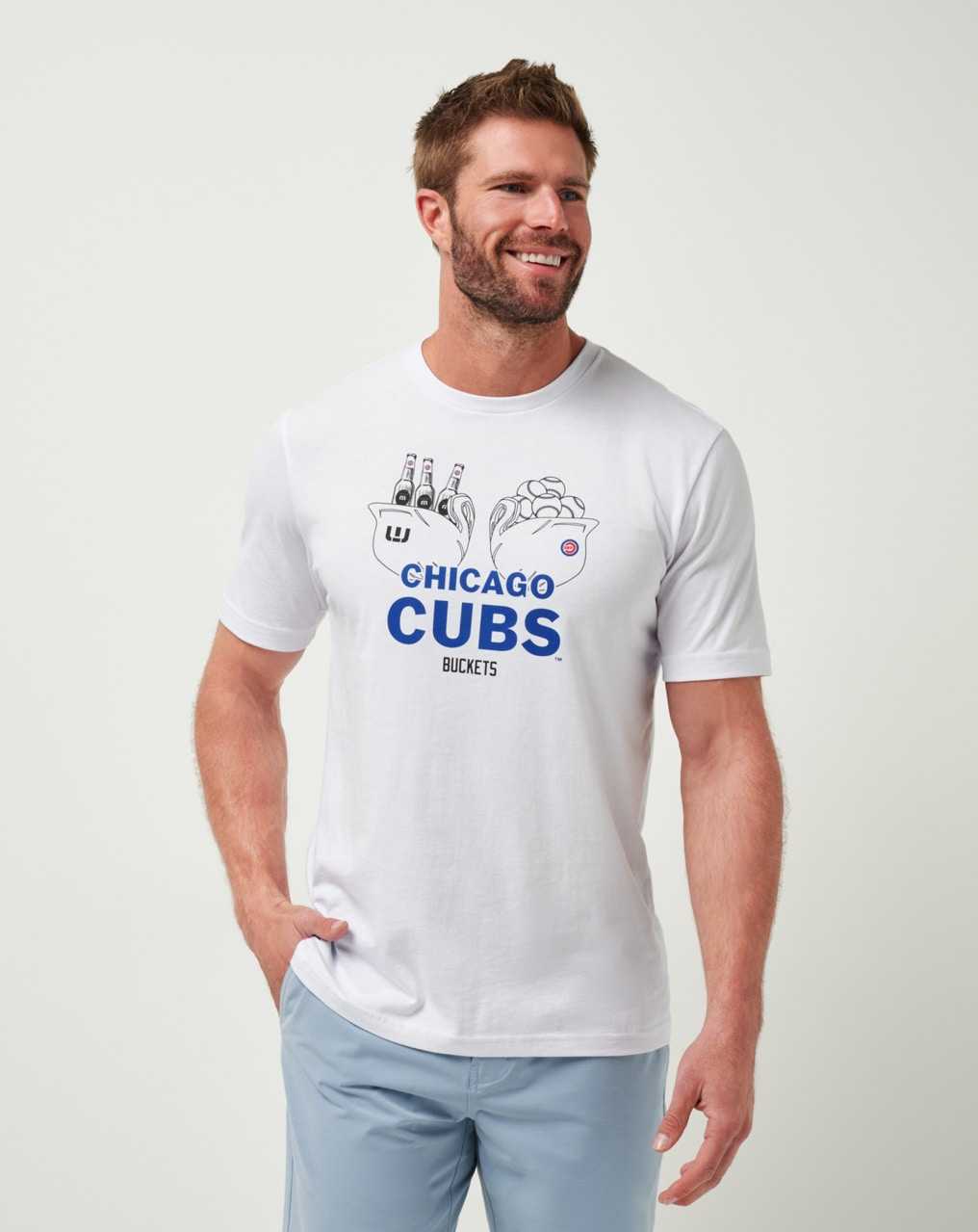 White Travis Mathew Chicago Cubs Strike One Tee | TIZF46809