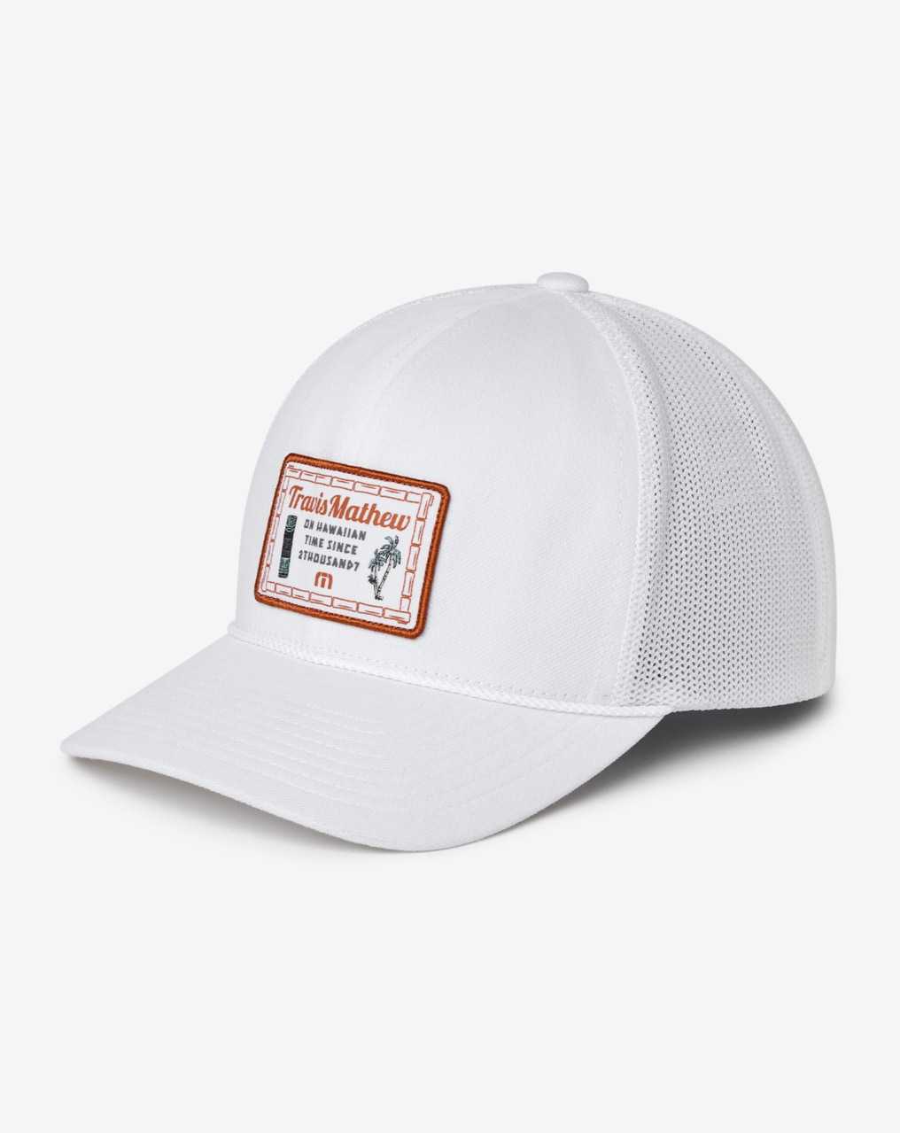 White Travis Mathew Haupia Pie Snapback Hat | KCDH96301