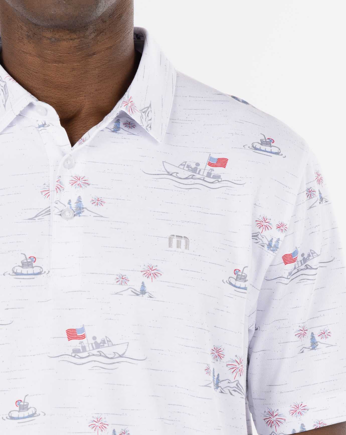 White Travis Mathew Lake Break Polo | OJRP35789