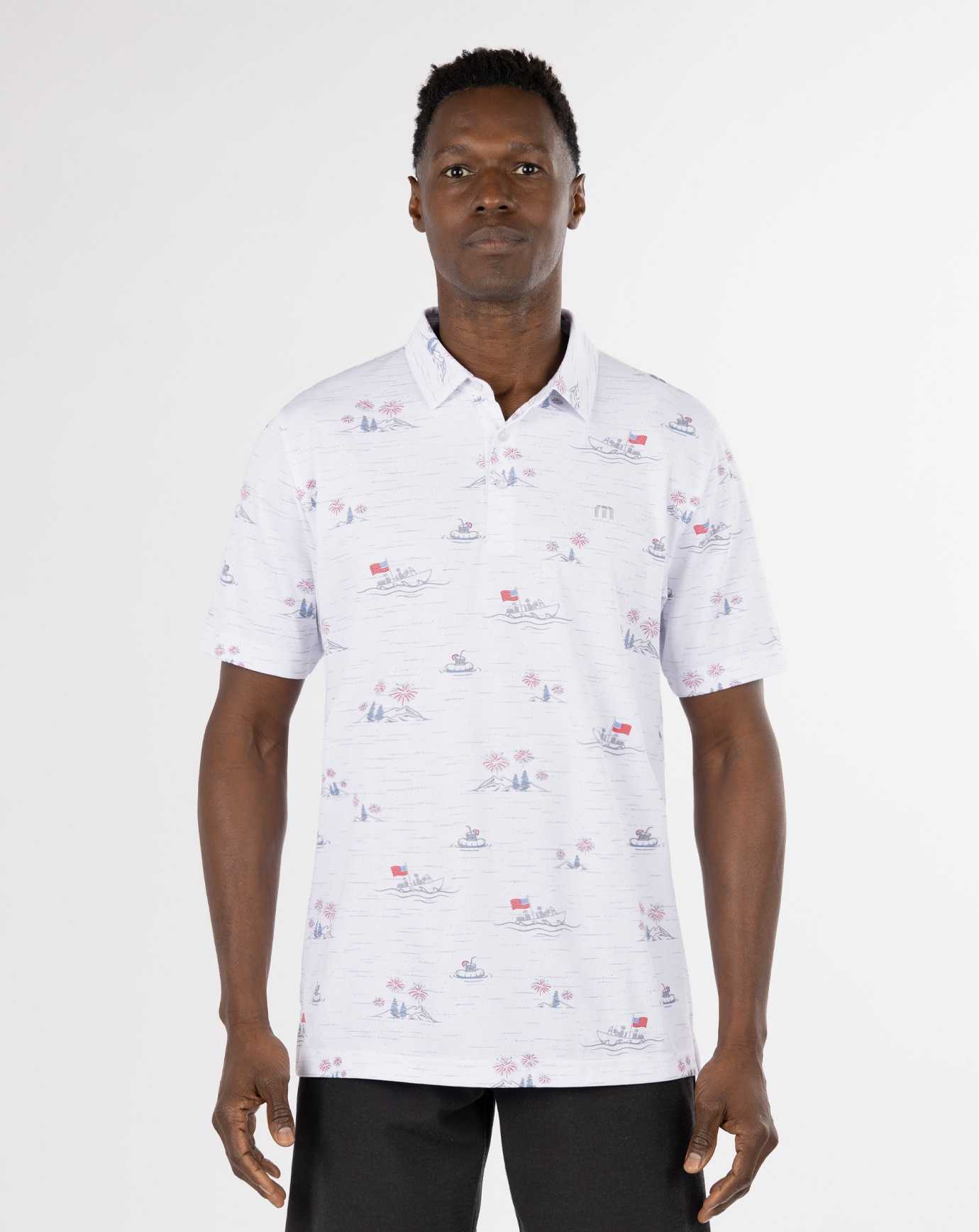 White Travis Mathew Lake Break Polo | OJRP35789