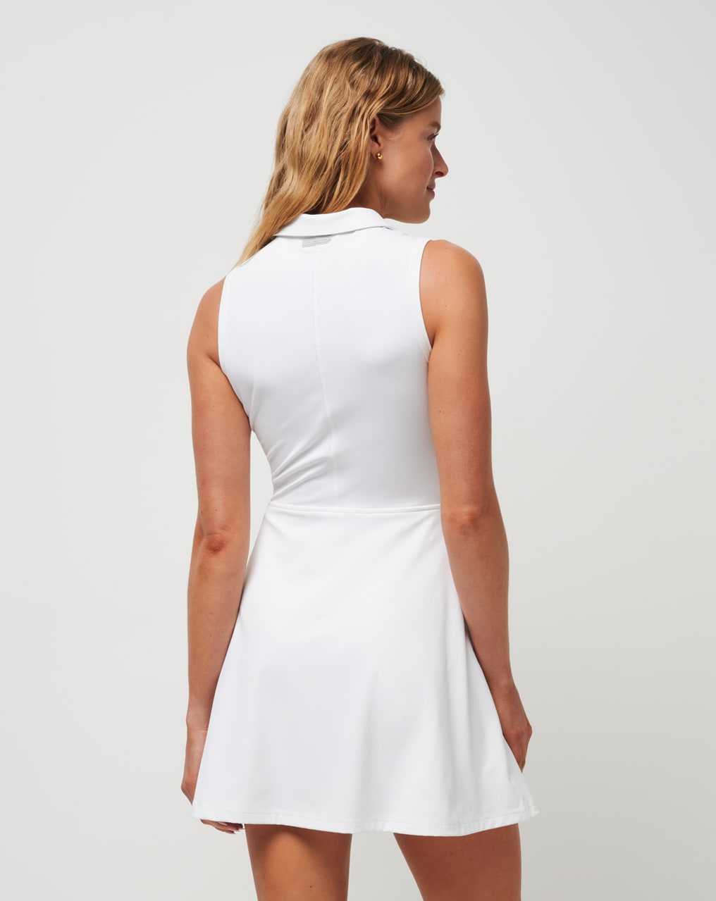 White Travis Mathew Moveknit Sleeveless Polo Dress | MNCH41032