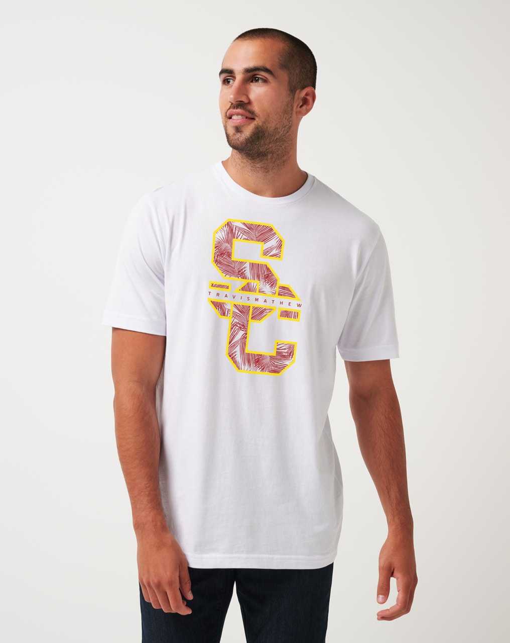 White Travis Mathew Usc War Paint Tee | FXCT86452