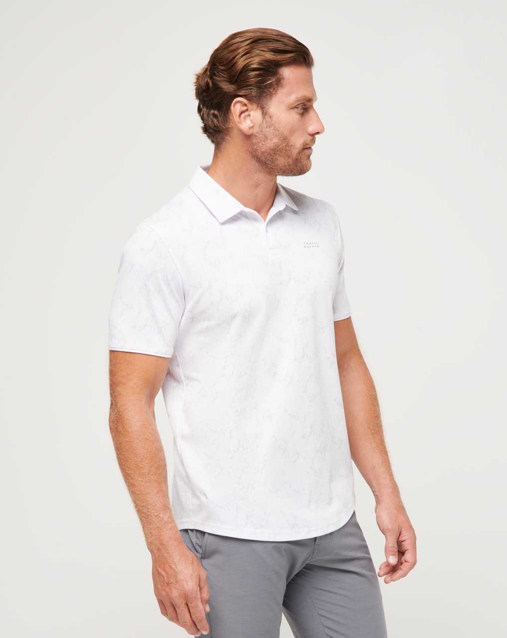 White Travis Mathew Warmer Tides Scoop Polo | GKSL45197