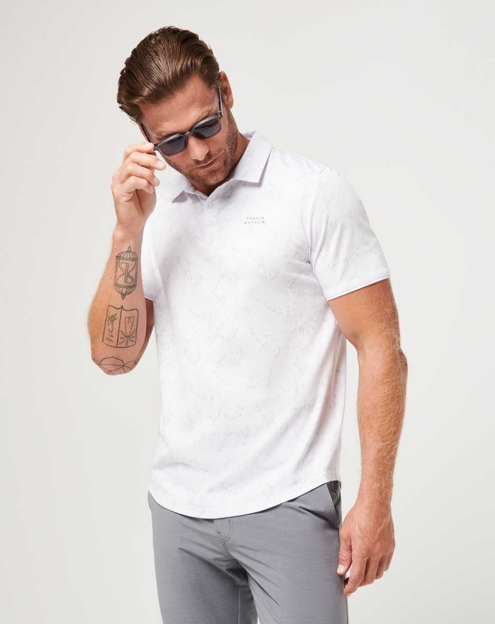 White Travis Mathew Warmer Tides Scoop Polo | GKSL45197